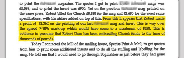 May 27, 1994: A British Church staffer checked into Dam’s overbilling on Church projects.