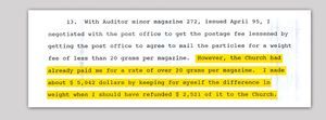 January 21, 1997 Affidavit of Robert Dam: Gives one isolated example of how Dam was ripping off Church funds.