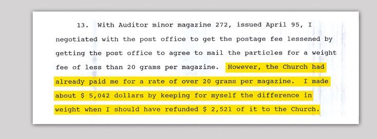 January 21, 1997 Affidavit of Robert Dam: Gives one isolated example of how Dam was ripping off Church funds.